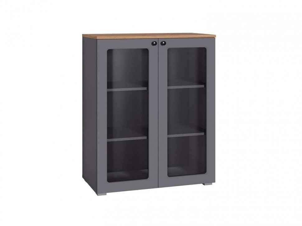 Остин Шкаф-витрина 16.394.01 графит/дуб золотой