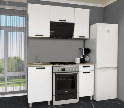 Кухня Осло 1,5 м с окапом, Карбон Фарфор