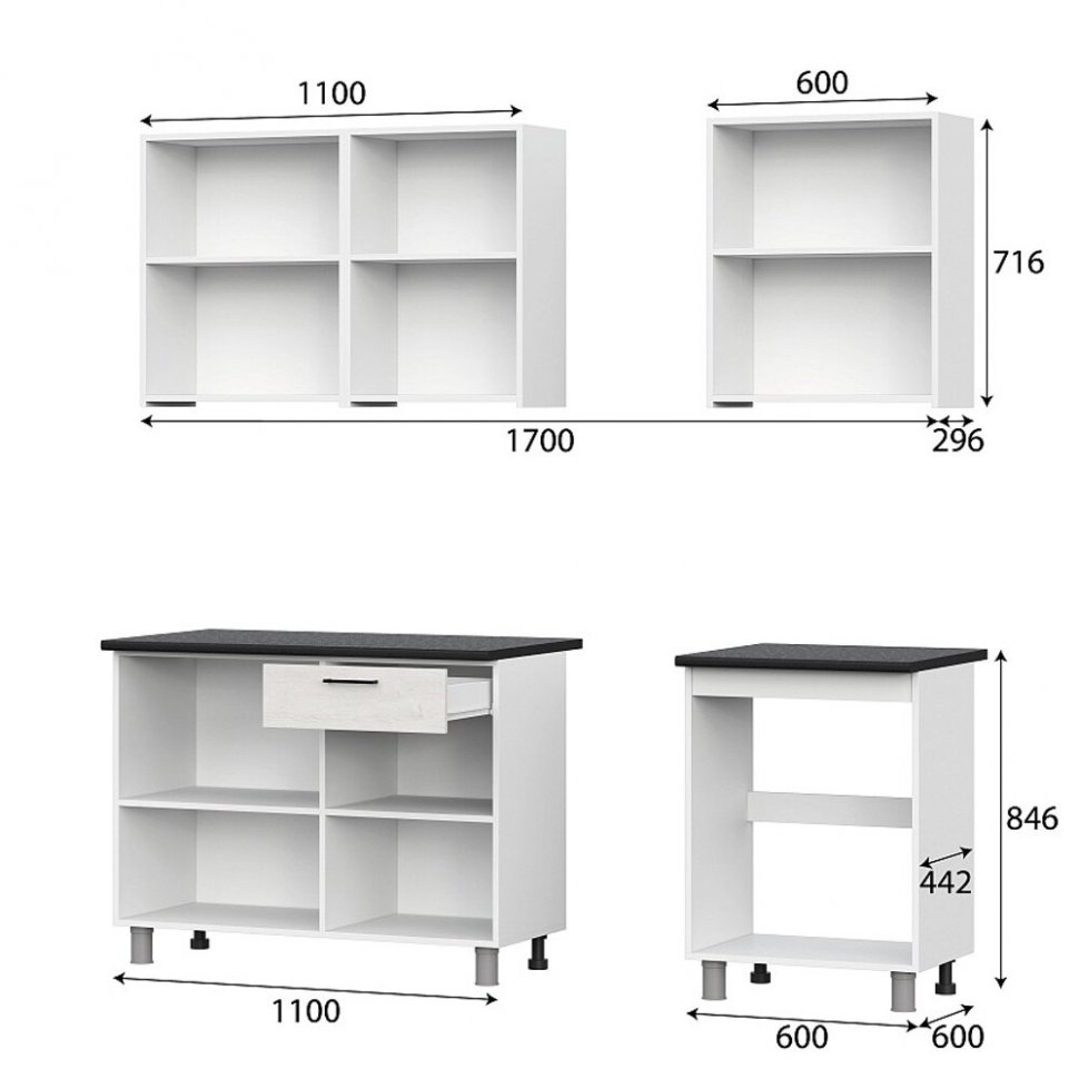 Кухня Лаванда 1,7 м (без столешницы), Сосна Санторини светлый
