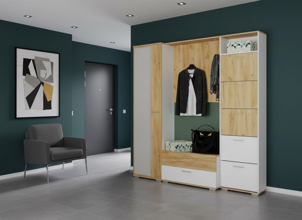 Прихожая Санти-2 Белый/Дуб крафт золотой