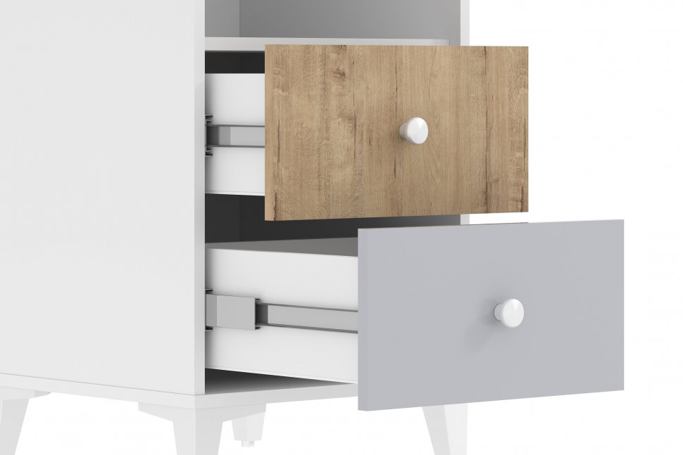 НМ 041.15 комод Морти Дуб Бунратти/белый/серый