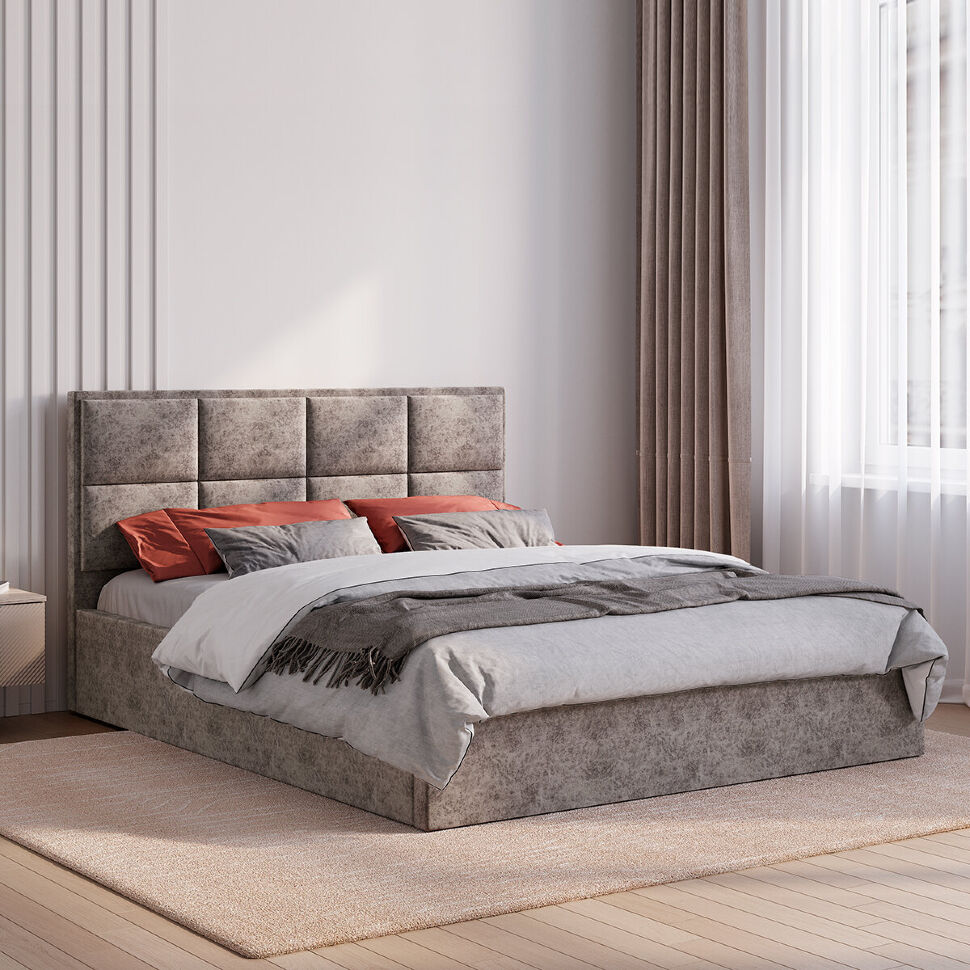 Мягкая кровать 160х200 Линда (БТС) с проложками ДСП Грей