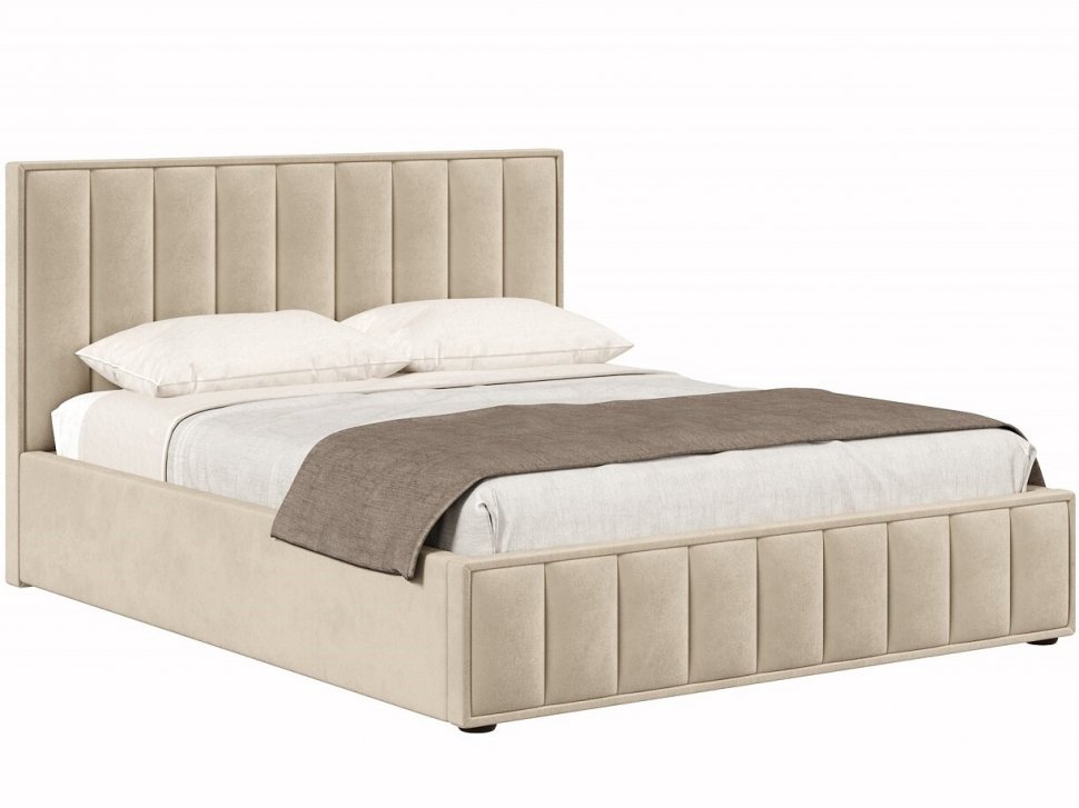 Мягкая кровать 160х200 Анкона (Бежевый) с подъёмным механизмом