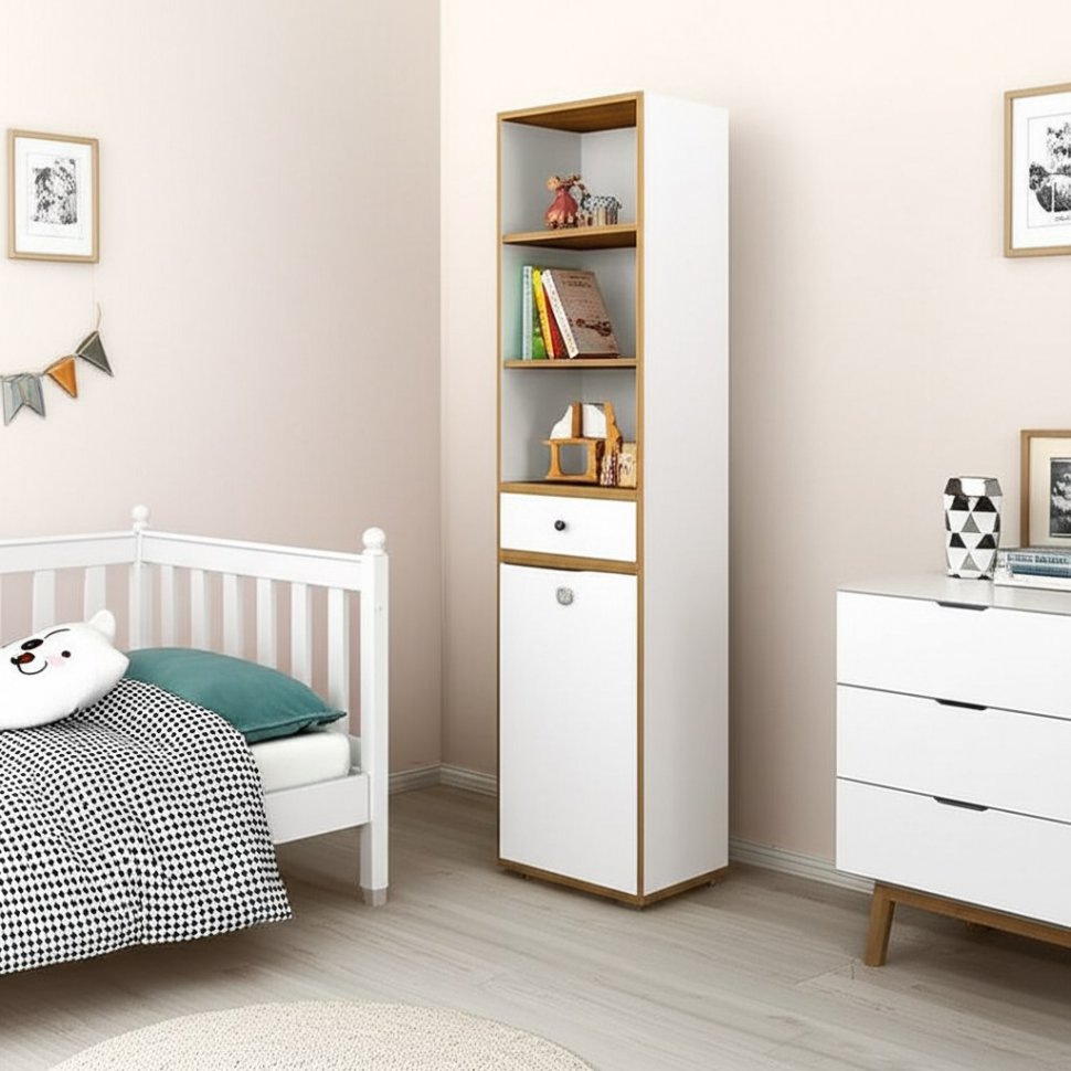 Вуди Стеллаж 13.146 белый/дуб золотой