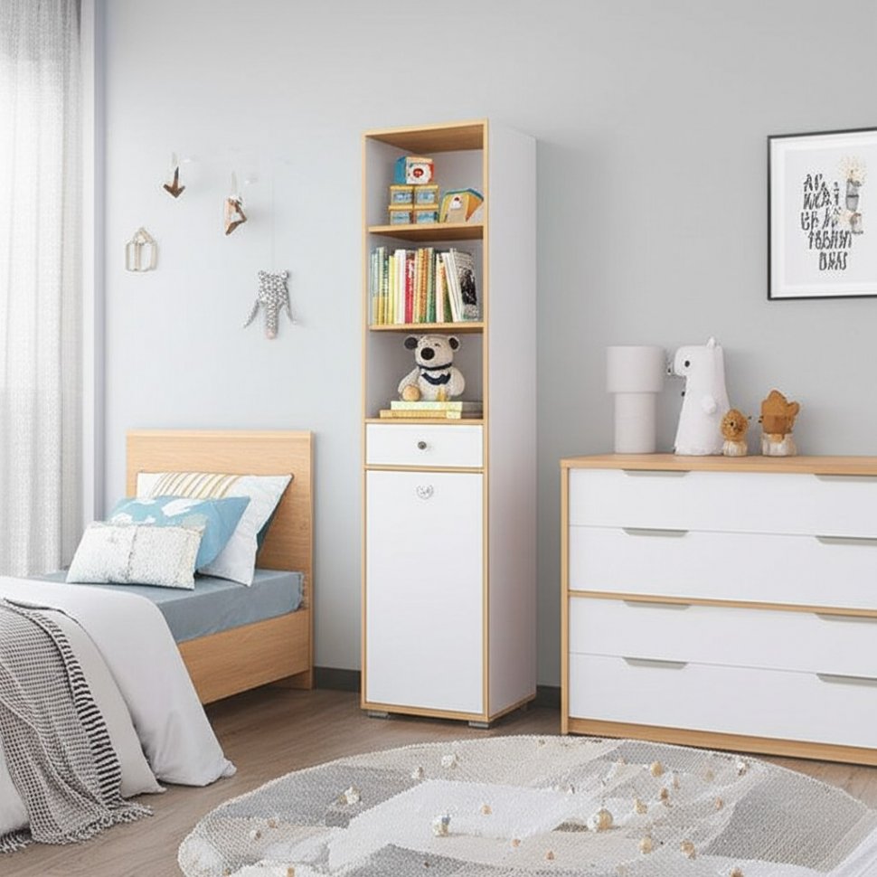 Вуди Стеллаж 13.146 белый/дуб золотой