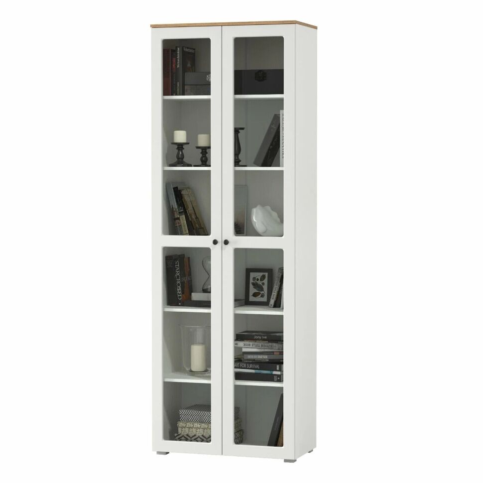 Остин Шкаф-витрина 16.394.02 белый/дуб золотой