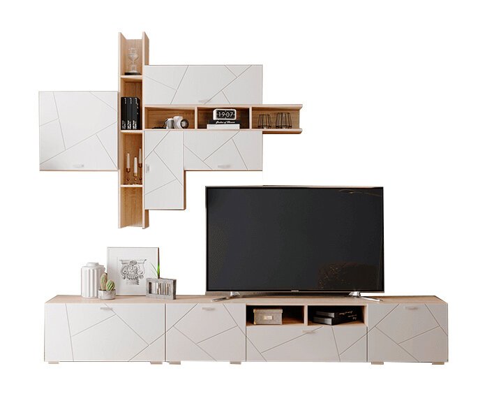 Тумба под ТВ (1 ящик, 2 дверки) Скайлайн MLK (Белый)