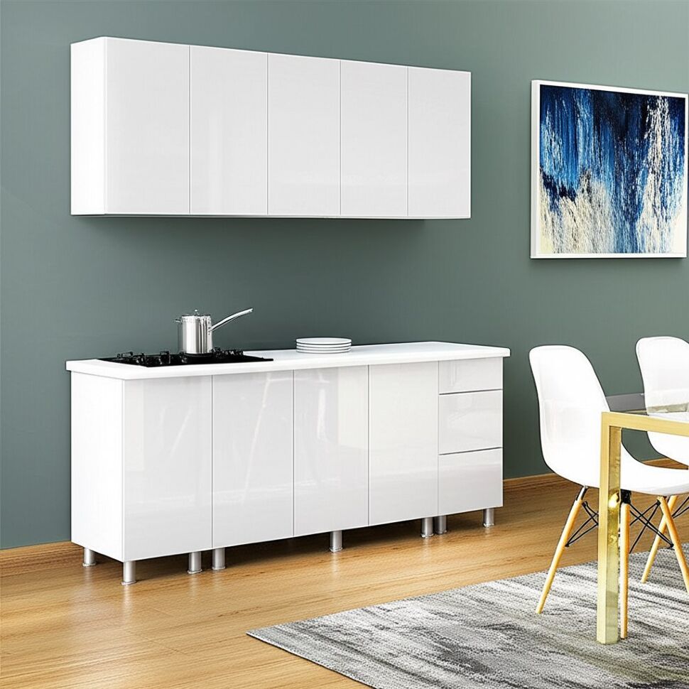 Кухня Модерн New 2 м (без столешницы), Белый, Белый глянец