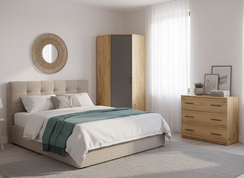 Бруно Шкаф угловой Дуб Вотан / Серый графит