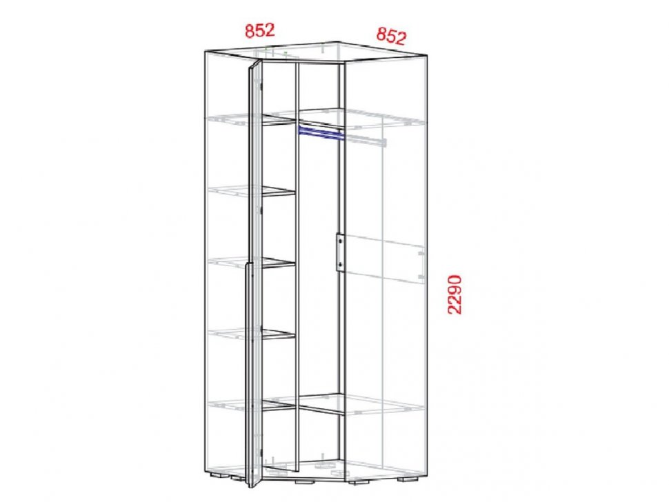 Шкаф угловой Харди Дуб Делано Темный/Зеркало
