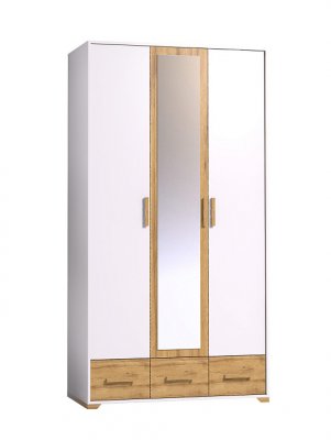 Шкаф Айрис (Глазов) 444 с ящиками, с зеркалом, 3-дверный