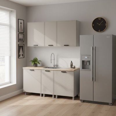 Кухня Аленушка 1,6м в.3 Магнолия Керамика,скоба черный,сонома