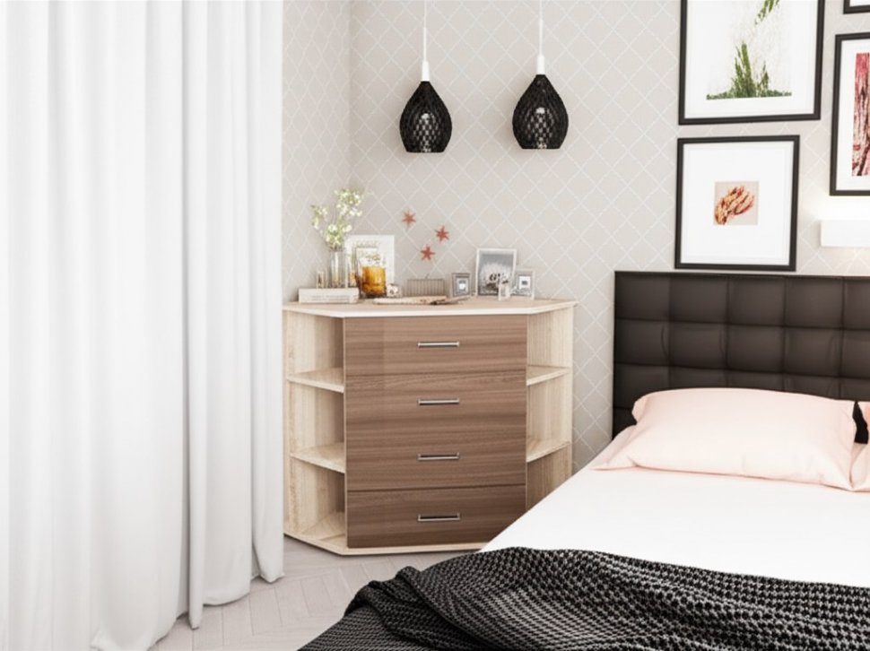 Комод угловой Катрин-7 ТЭКС (Ясень Шимо)