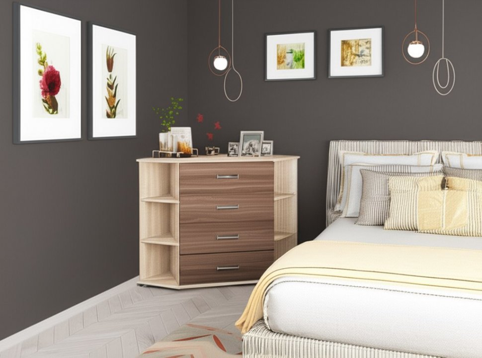 Комод угловой Катрин-7 ТЭКС (Ясень Шимо)