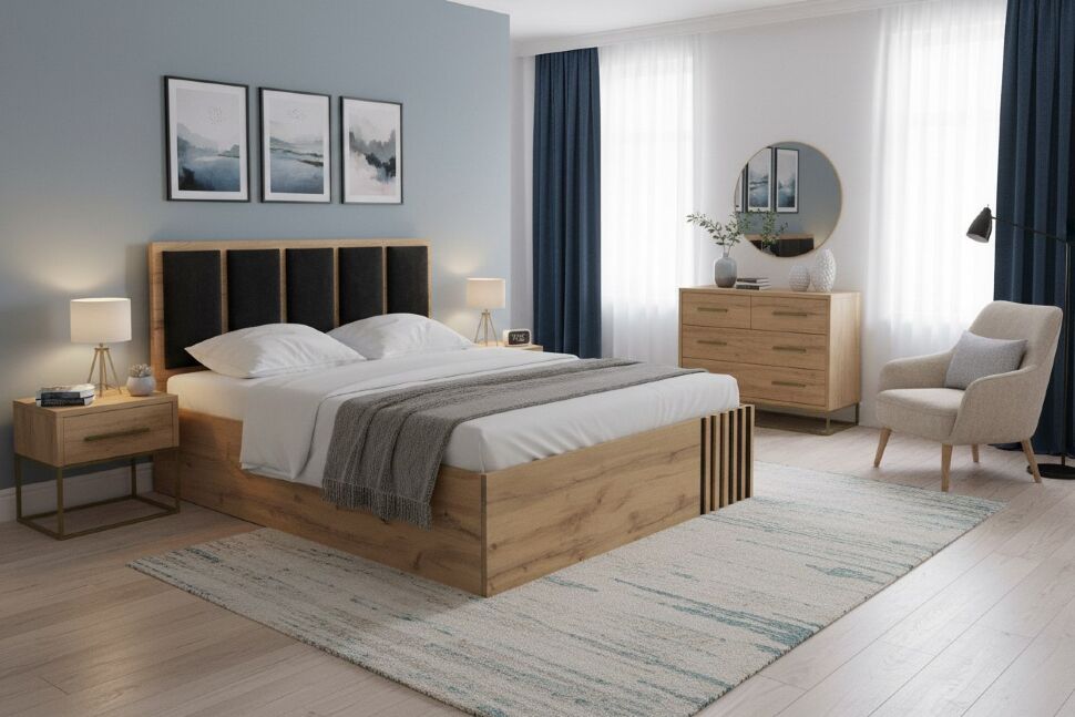 Кровать Либерти 51.21 с под. мех. Дуб вотан/Черный