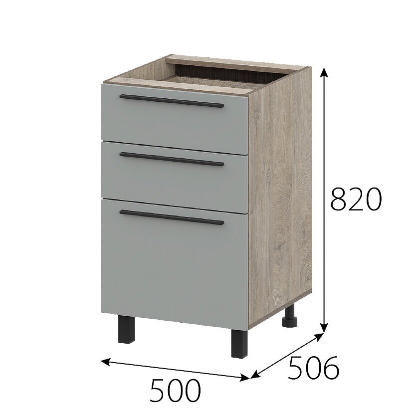 Шкаф кухонный напольный с ящиками 50 см Этна 5с3я (Софт Грей)
