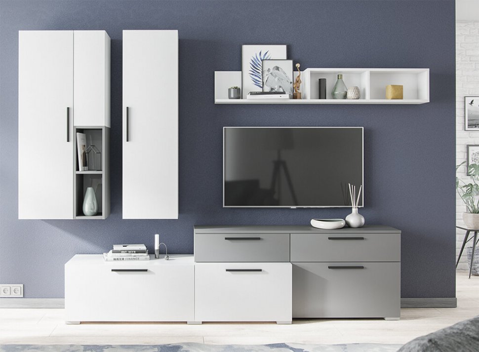 Тумба ТВ Альберо ТЭКС (Белый / Графит серый)