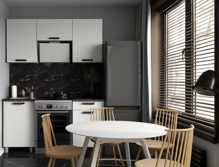 Кухня Осло 1,6 м с окапом, Карбон Фарфор