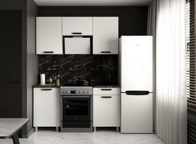 Кухня Осло 1,6 м с окапом, Карбон Фарфор