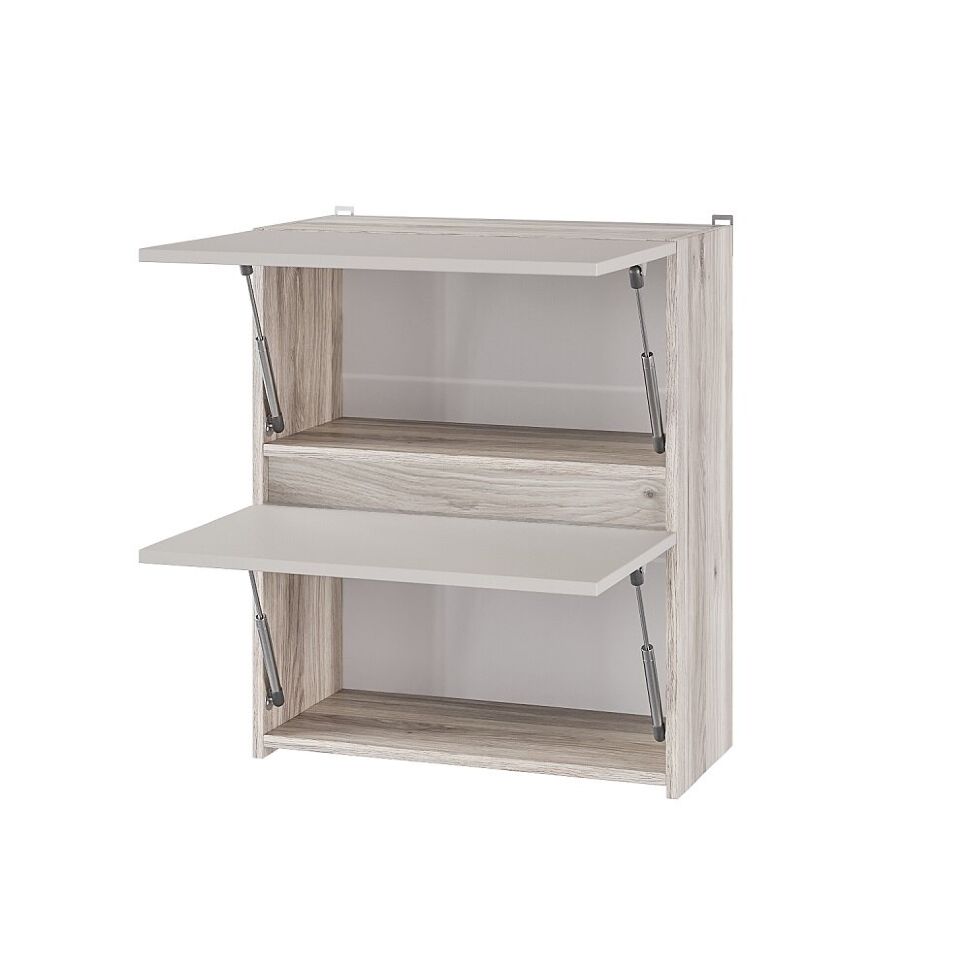 Шкаф навесной Берген Лайт 6в2 0,6м, Дуб смоки, Кашемир