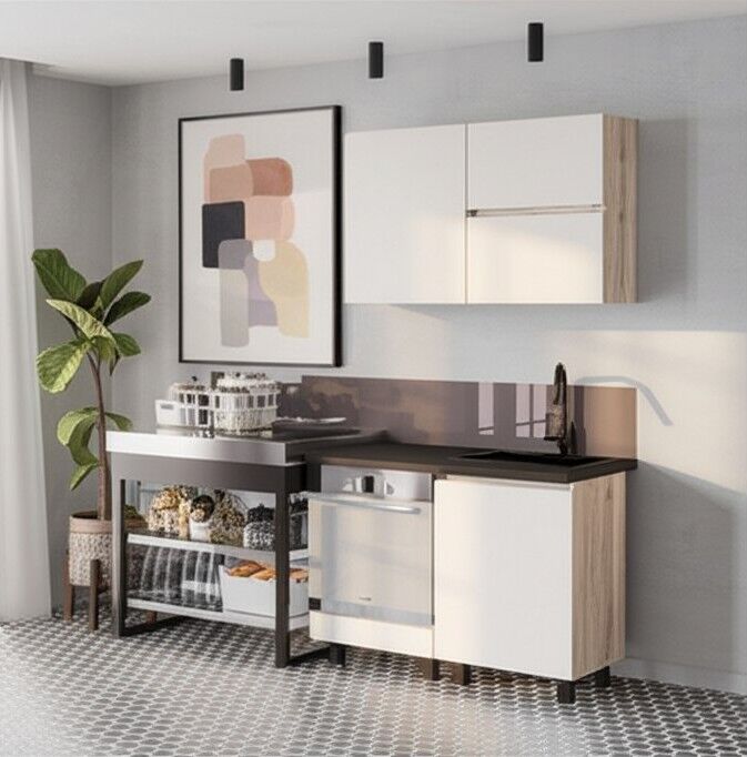 Шкаф навесной Берген Лайт 6в2 0,6м, Дуб смоки, Кашемир