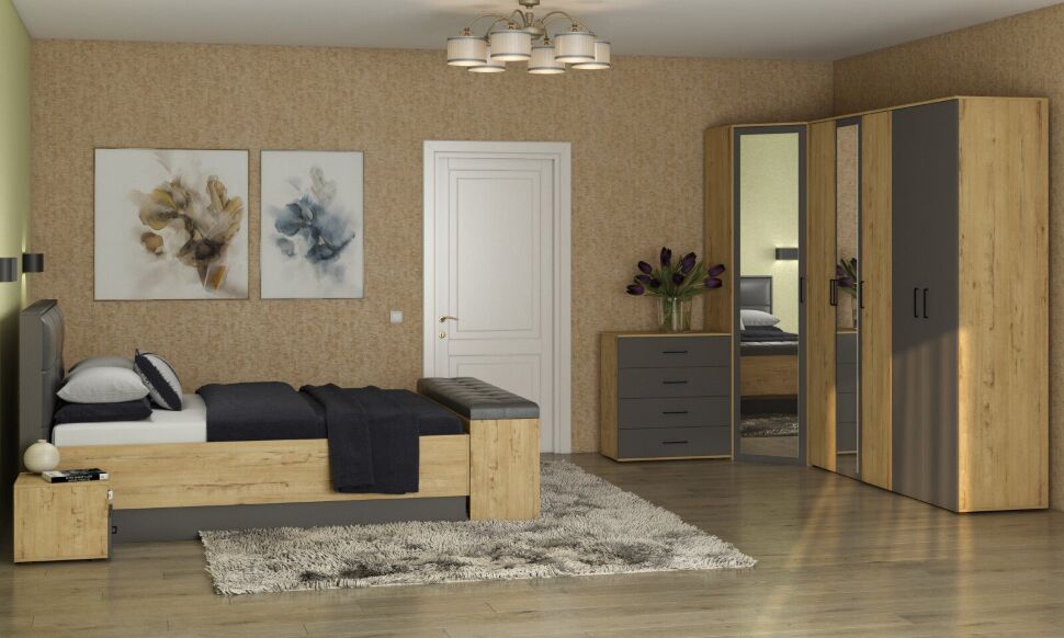 Бруно 01 Z Шкаф угловой Дуб Вотан / Серый графит