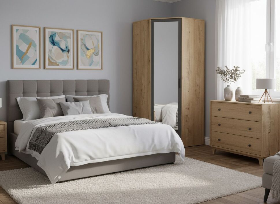 Бруно 01 Z Шкаф угловой Дуб Вотан / Серый графит