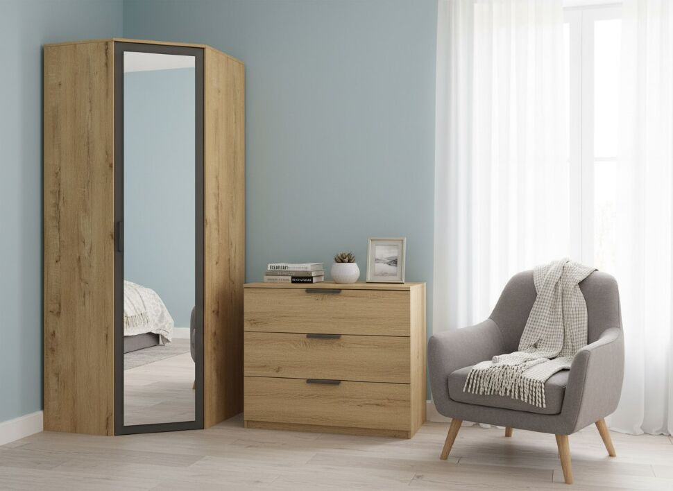 Бруно 01 Z Шкаф угловой Дуб Вотан / Серый графит