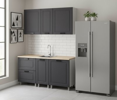 Кухня Аленушка 1,6м в.4 Астра Сталь,скоба черный,сонома