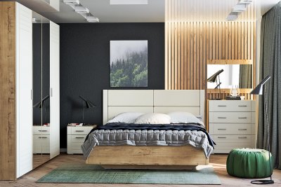 Спальня Livorno 1 дуб бунратти / софт панакота