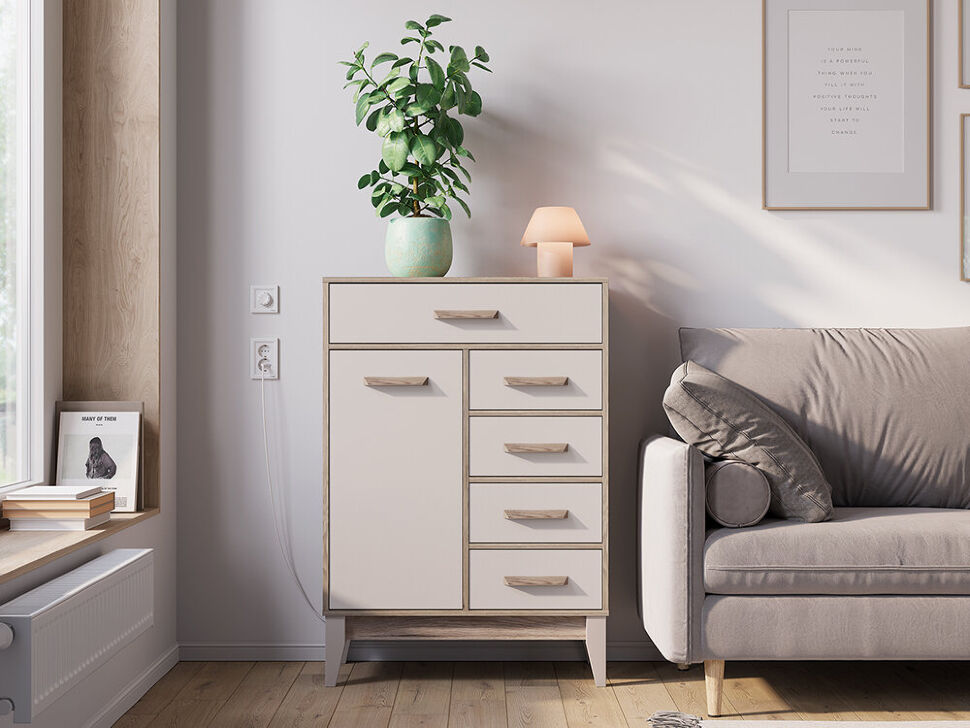 Комод Скандика КМ-13 (Дуб смоки / Кашемир)