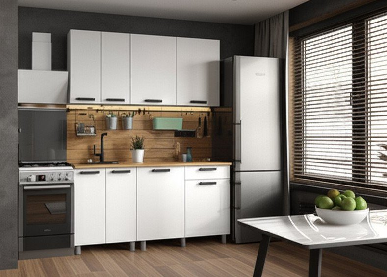 Кухня Осло 1,6 м, Карбон Фарфор