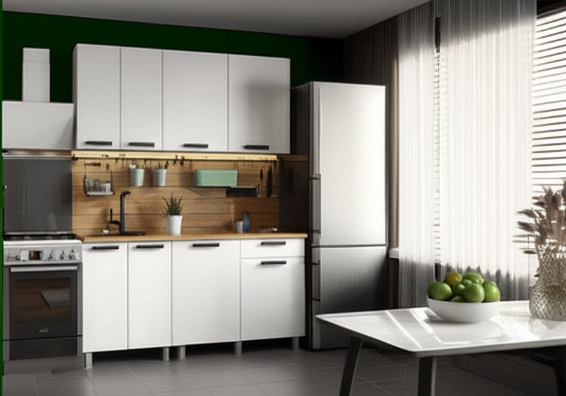 Кухня Осло 1,6 м, Карбон Фарфор