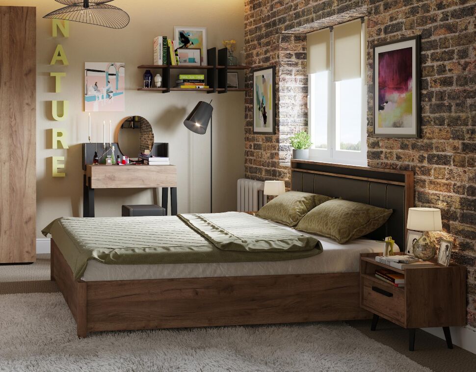 Кровать 180х200 NATURE Люкс 306 Крафт (Глазов) с основанием из дерева