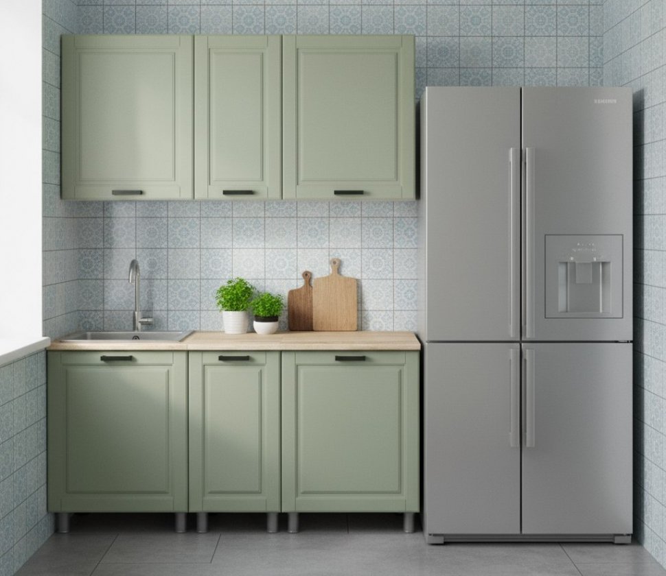 Кухня Аленушка 1,6м в.3 Астра Фисташка,скоба черный,сонома