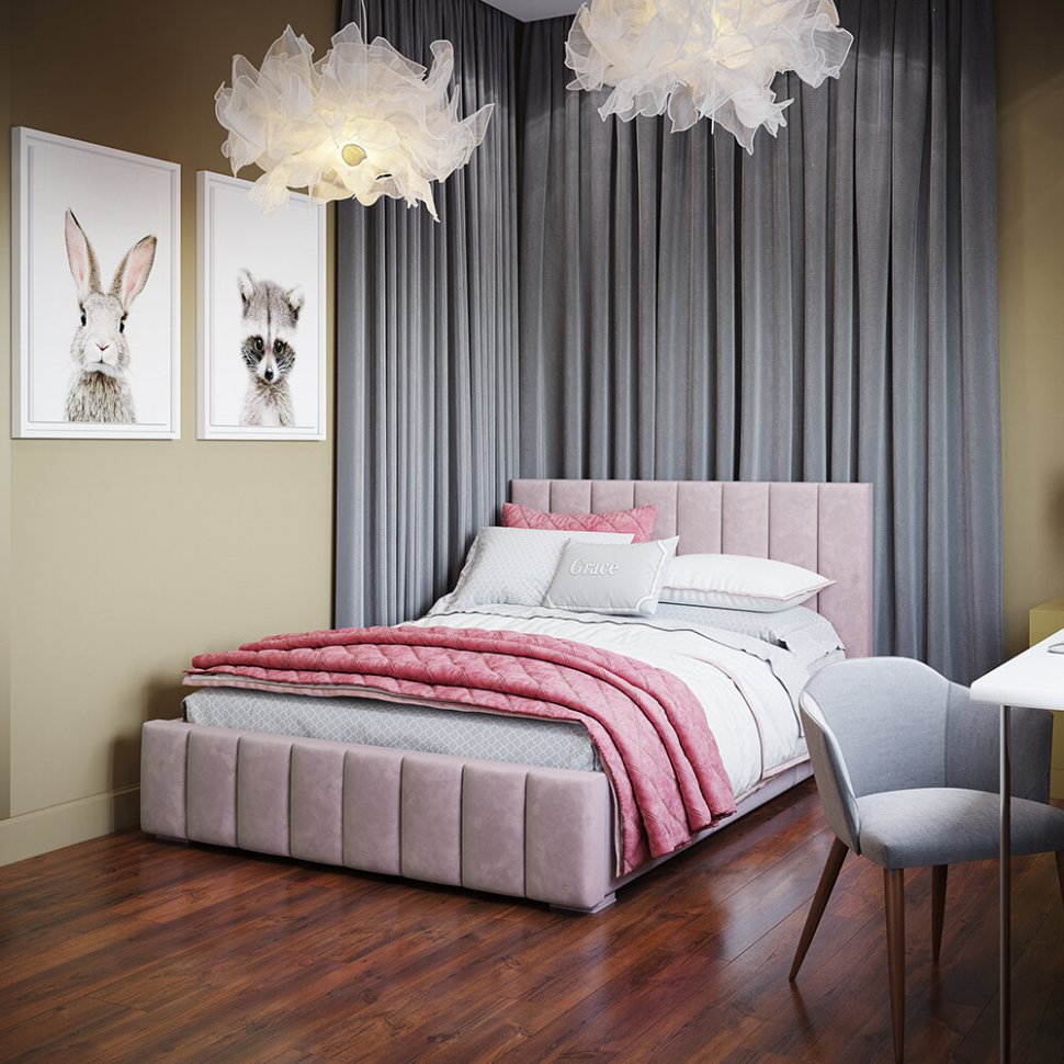 Мягкая кровать 140х200 Нега (ТЭКС) Пыльная роза