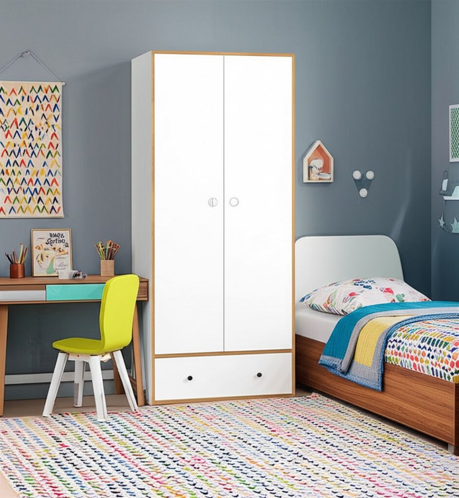 Вуди Шкаф для одежды 13.138 белый/дуб золотой