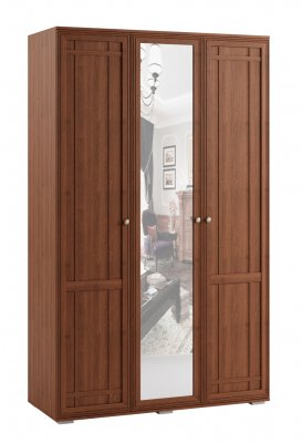 Шкаф трехдверный с зеркалом Ричард РШ-25 Сакура (Орех Донской)