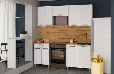 Кухня Осло 2 м с окапом, Карбон Фарфор