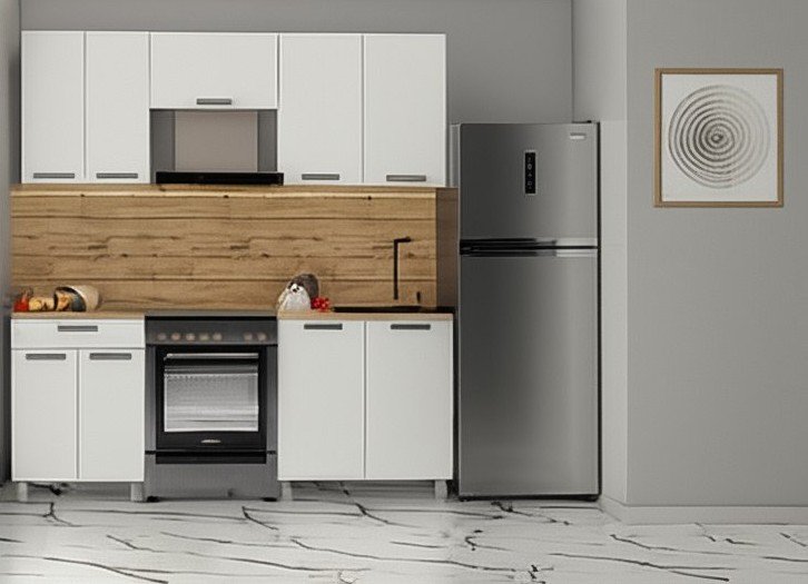 Кухня Осло 2 м с окапом, Карбон Фарфор