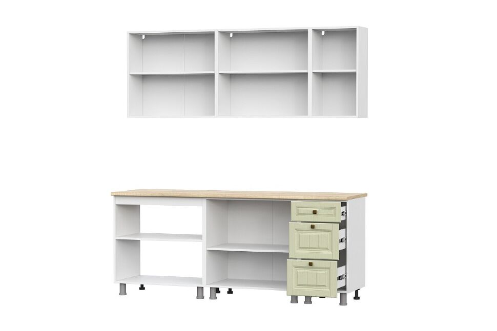 Кухня Прованс 2 м (без столешницы), Белый, Фисташковый