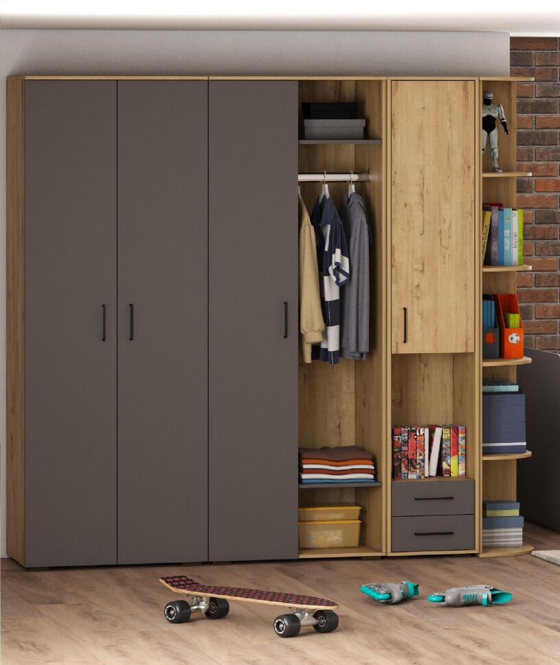 Бруно Пенал Дуб Вотан / Серый графит