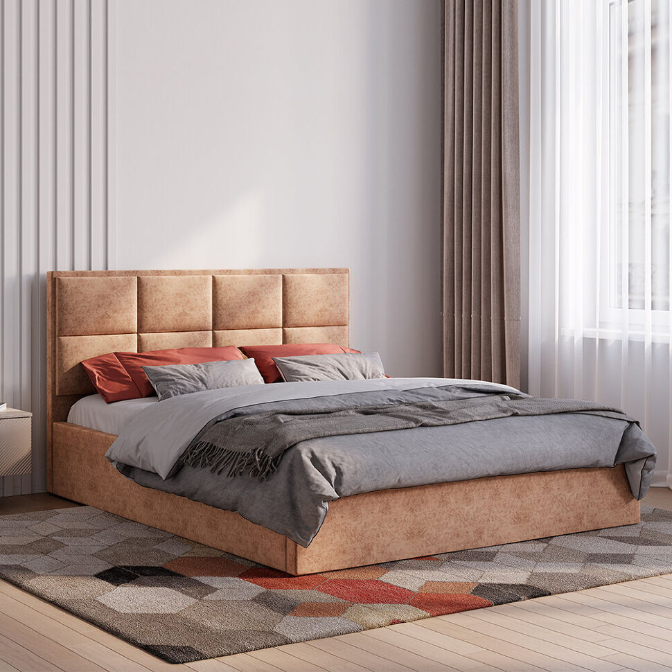 Мягкая кровать 160х200 Линда (БТС) с реечным настилом ДСП Антик