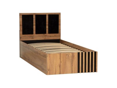 Кровать одинарная Либерти 51.24 с ортопедическим основанием Дуб Вотан/Черный