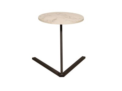 Стол приставной 42.47 Сеул Мрамор белый/металл черный