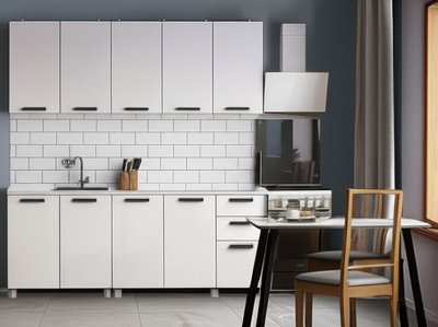 Кухня Осло 2 м, Карбон Фарфор