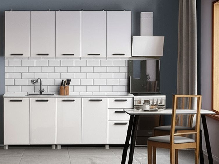 Кухня Осло 2 м, Карбон Фарфор