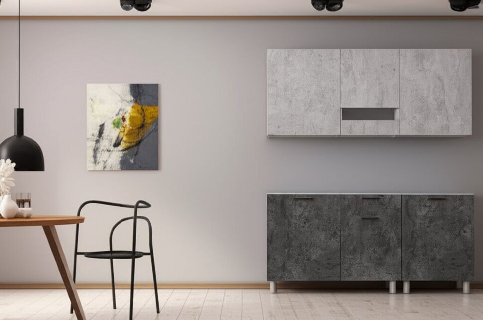 Кухня Розалия 1,7 м (без столешницы), Цемент светлый, Цемент темный