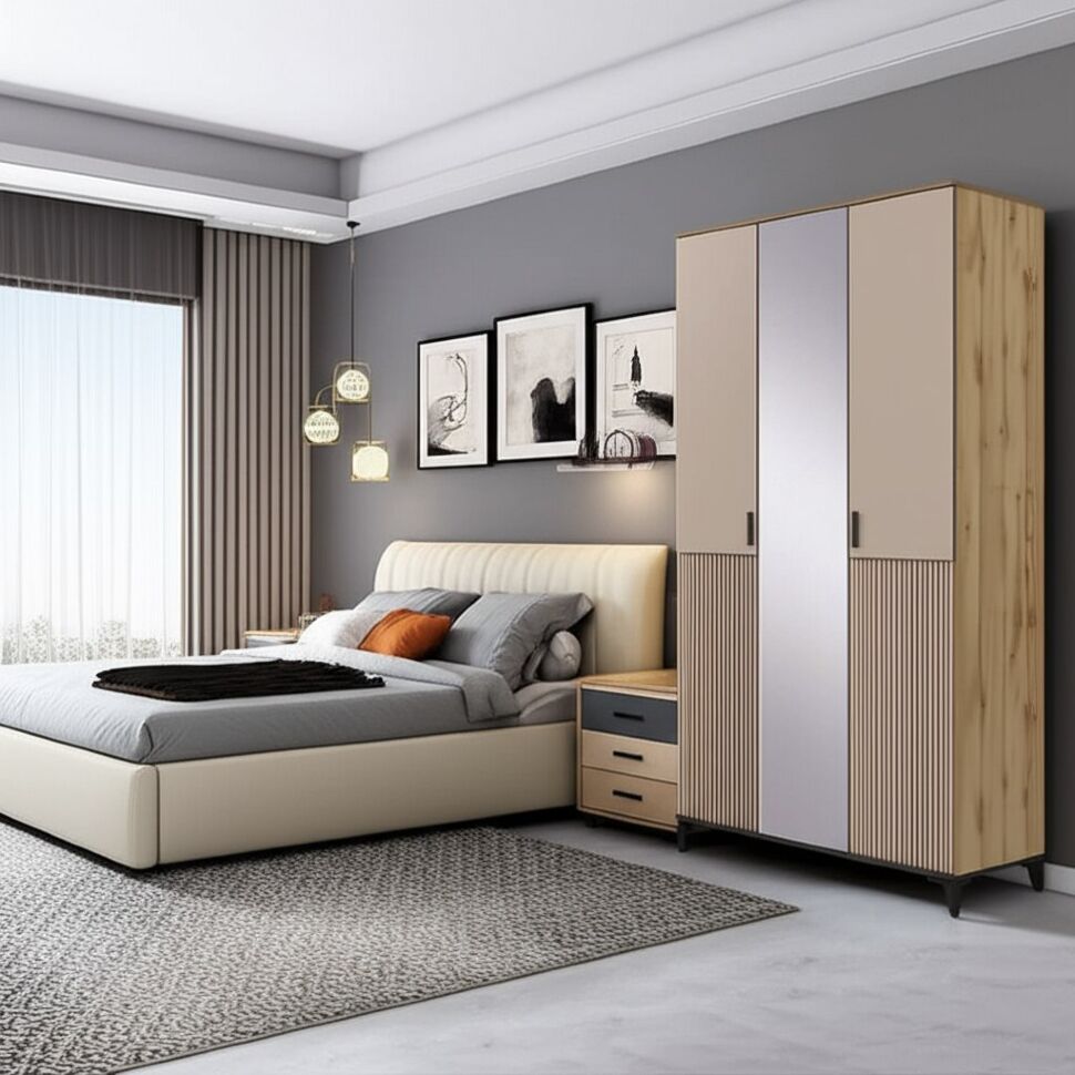 Шкаф 3-створчатый Дюна (Ижмебель) с зеркалом