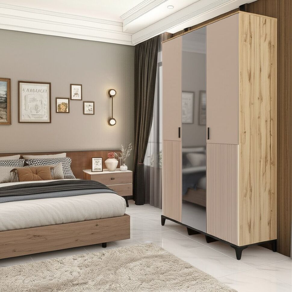 Шкаф 3-створчатый Дюна (Ижмебель) с зеркалом